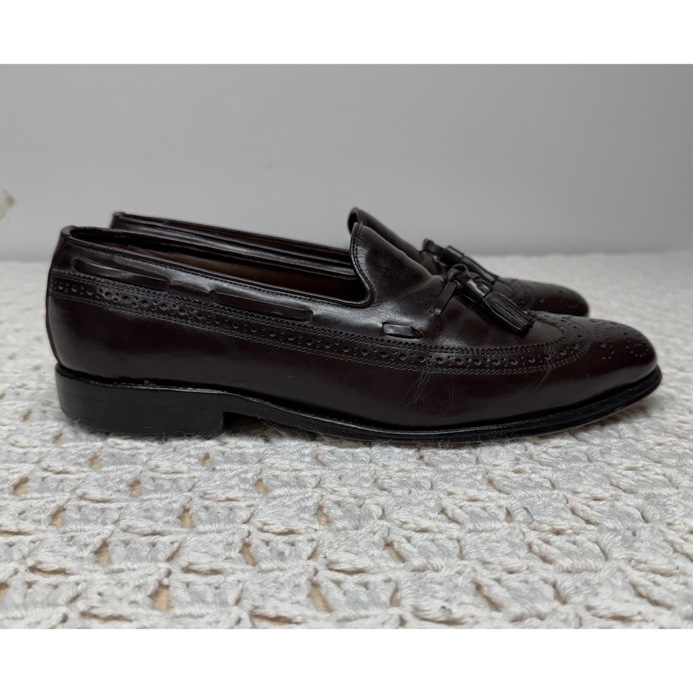 Allen Edmonds Berwick Tassel Loafers Shoes Men's 9.5 B Burgundy Wingtip Dress